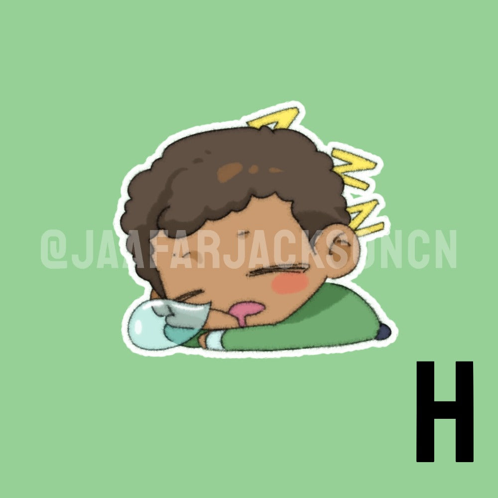Jaafar Jackson in Green Sweater Acrylic Charms and Stickers