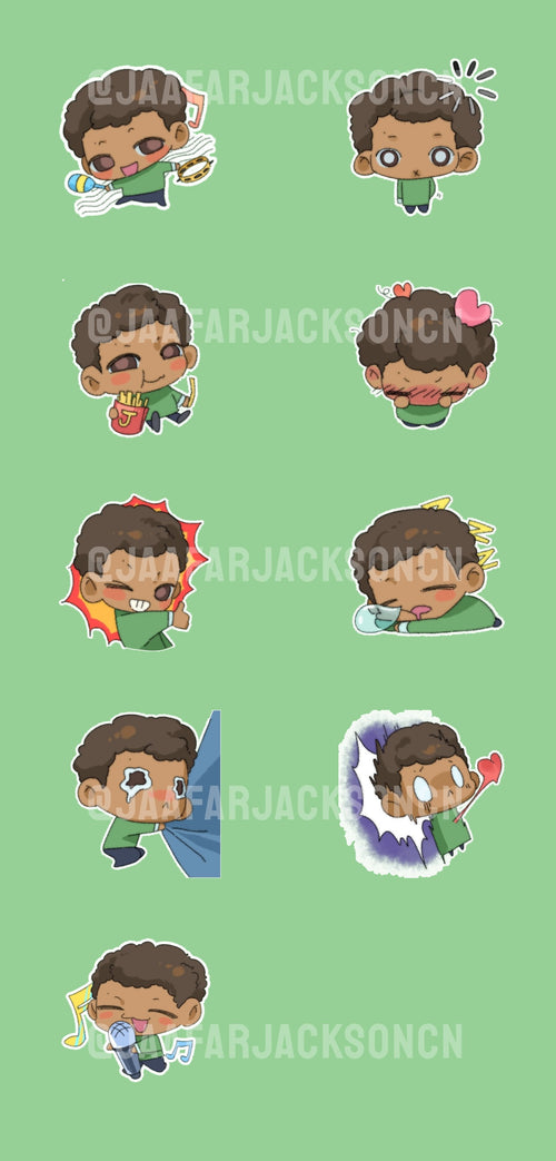 Jaafar Jackson in Green Sweater Acrylic Charms and Stickers