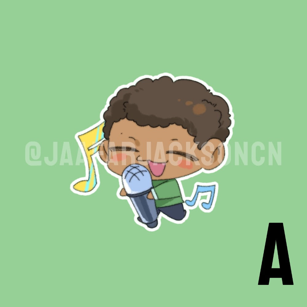 Jaafar Jackson in Green Sweater Acrylic Charms and Stickers