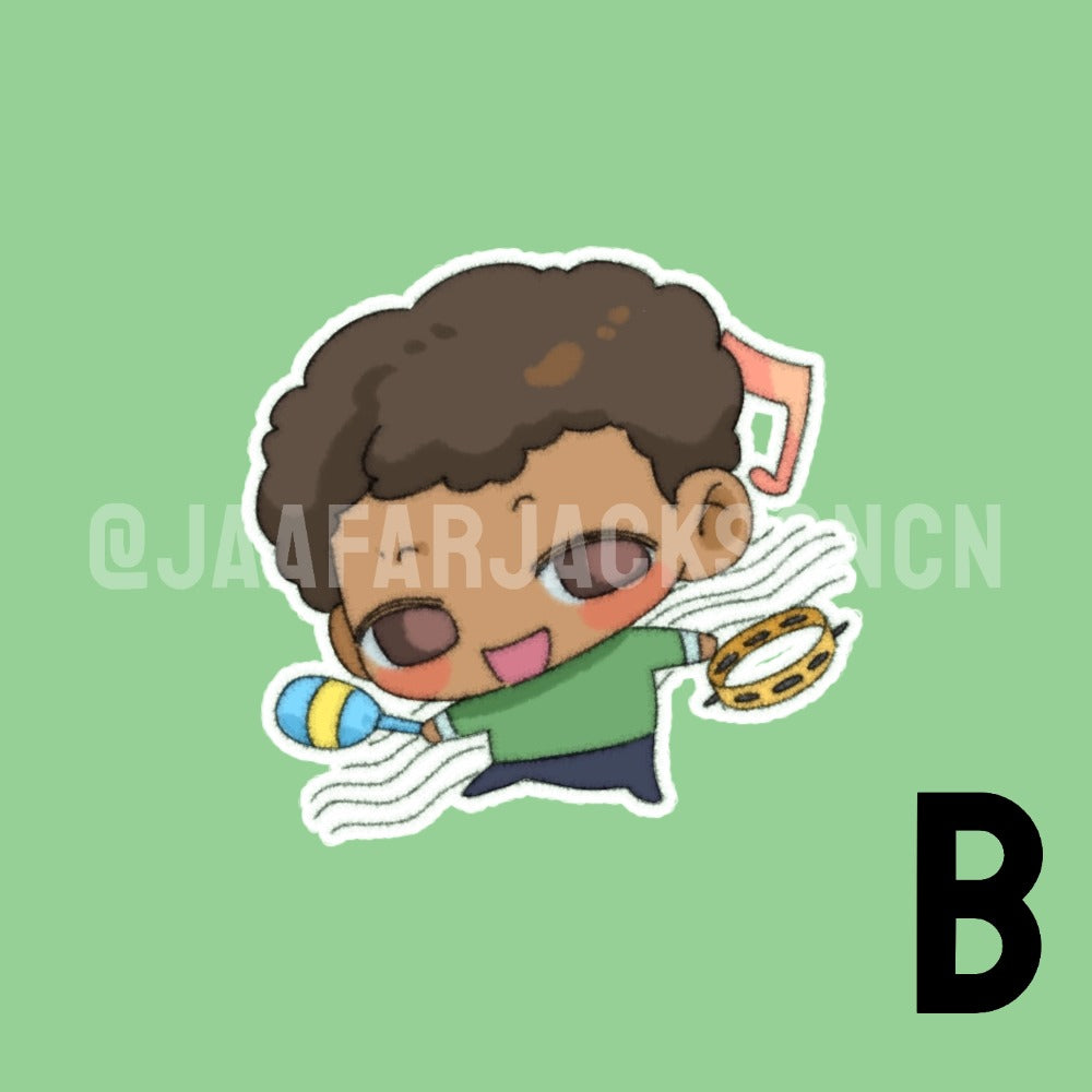 Jaafar Jackson in Green Sweater Acrylic Charms and Stickers