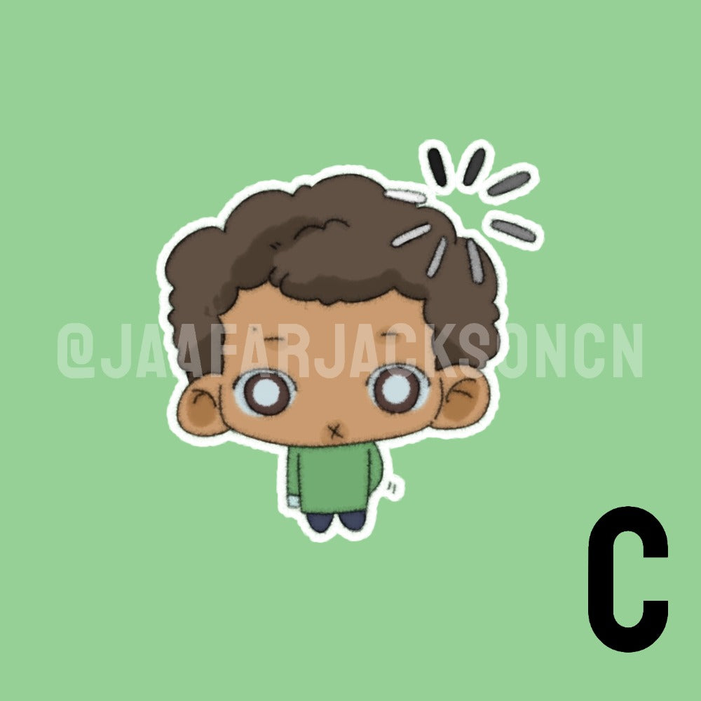 Jaafar Jackson in Green Sweater Acrylic Charms and Stickers