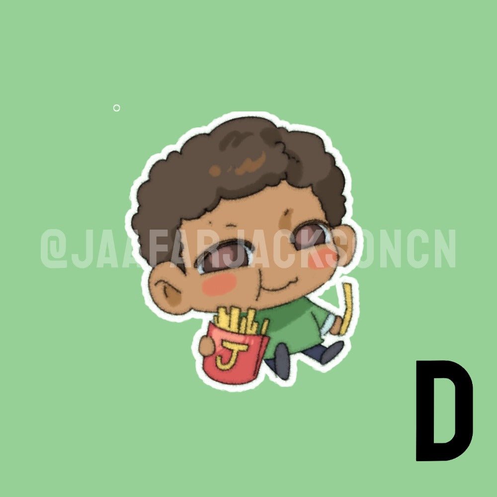Jaafar Jackson in Green Sweater Acrylic Charms and Stickers