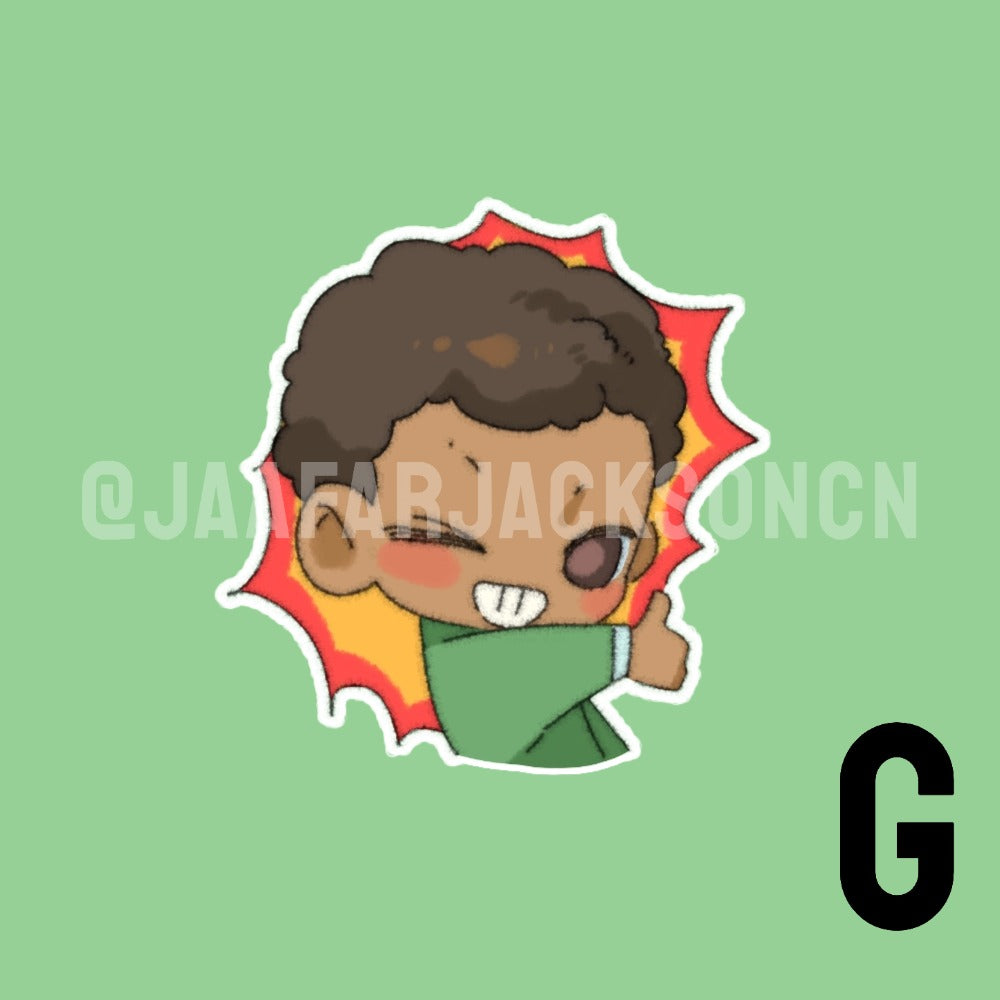 Jaafar Jackson in Green Sweater Acrylic Charms and Stickers